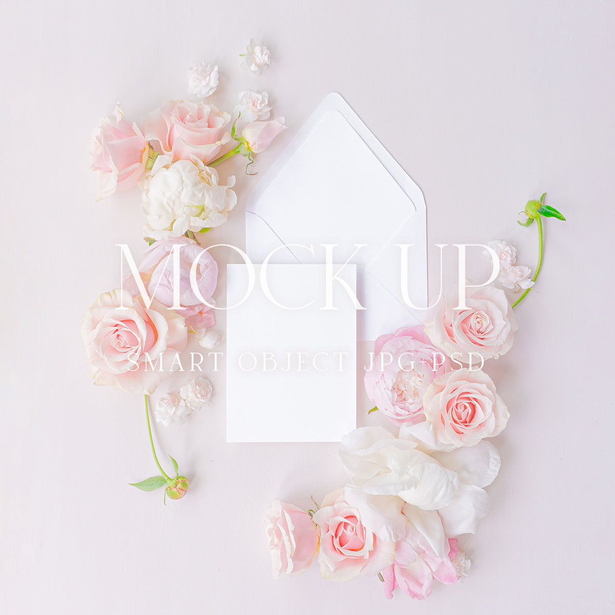 Greeting card mockup, mockup flatlay photography {Posy 01}