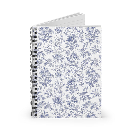 Spiral Notebook - French Blue Toile de Jouy Design