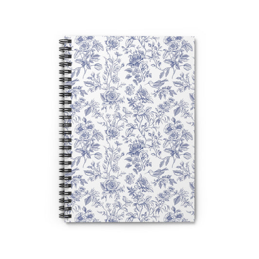 Spiral Notebook - French Blue Toile de Jouy Design