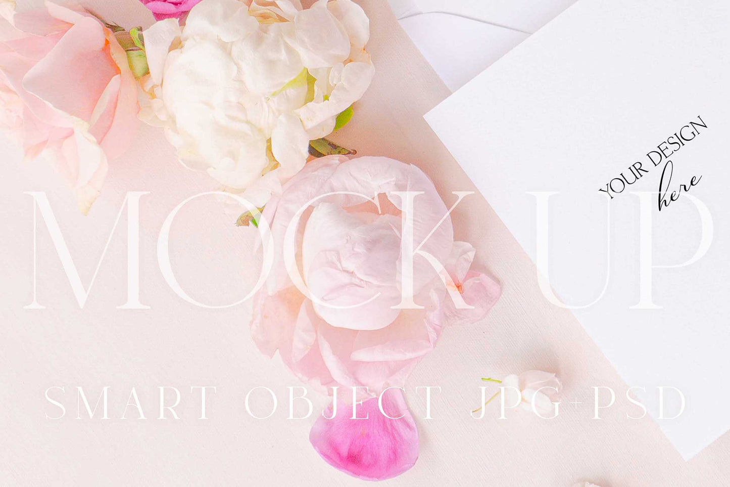 Invitation suite mock up, floral stationery mock up with peonies and roses {Berries 10}